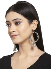 Silver-Toned Oxidized Contemporary Jhumkas