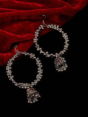 Silver-Toned Oxidized Contemporary Jhumkas