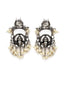 Silver-Toned & Off-White Classic Drop Earrings