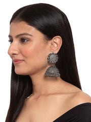 Silver-Toned Dome Shaped Jhumkas
