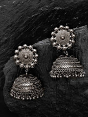 Silver-Toned Dome Shaped Jhumkas