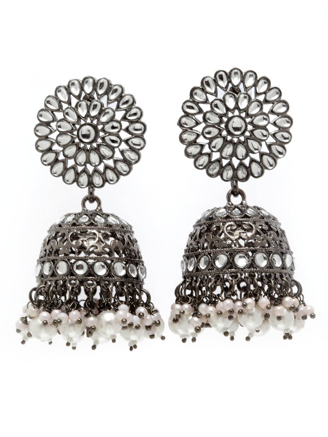 Black & White Dome Shaped Jhumkas