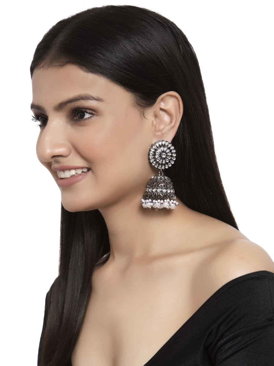 Black & White Dome Shaped Jhumkas