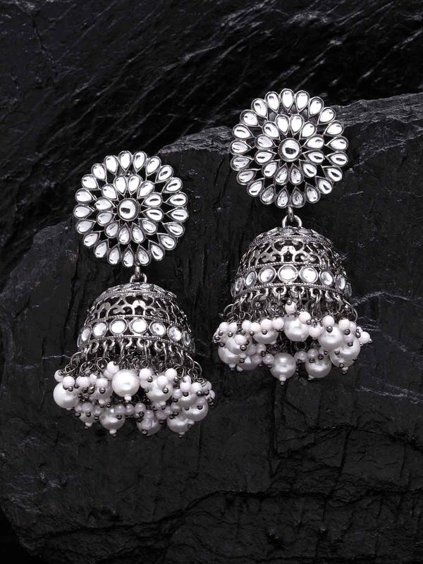 Black & White Dome Shaped Jhumkas