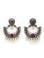 Silver-Plated & Pink Crescent Shaped Drop Earrings