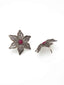 Silver-Toned & Pink Floral Studs