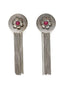 Silver-Plated & Maroon Circular Drop Earrings
