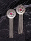 Silver-Plated & Maroon Circular Drop Earrings