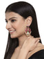 Gold-Toned & Pink Enamelled Floral Drop Earrings