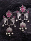 Silver-Toned Contemporary Drop Earrings