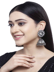 Silver-Toned Dome Shaped Jhumkas