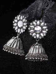Silver-Toned Dome Shaped Jhumkas