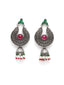 Silver-Toned Stoned Studded Contemporary Drop Earrings