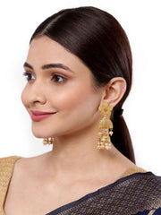 Gold-Toned Floral Jhumkas Earrings