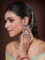 Women Silver-Toned Circular Jhumkas Earrings