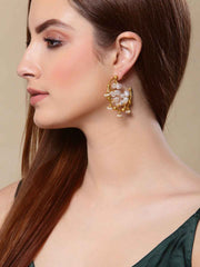 Gold-Plated Pearls Handcrafted Half Hoop Earrings