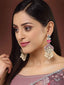 Gold-Plated Mirror Work Meenakari Floral Pearl Drop Earrings