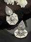 Silver-Toned & White Geometric Drop Earrings