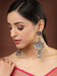 Silver-Toned Contemporary Drop Earrings
