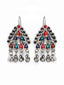 Oxidized Silver-Toned Multicoloured Enamelled Geometric Shaped Drop Earrings