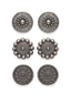 Silver-Toned Set of 3 Oxidized Circular Studded Earrings