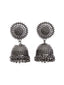 Silver-Toned Dome Shaped Oxidized Jhumka Earrings