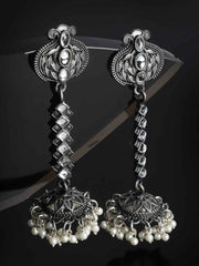 Silver-Plated Dome Shaped Jhumkas Earrings