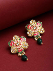 Women Gold-Toned Floral Studs Earrings