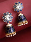 Blue & Gold-Plated Meenakari Jhumkas Earrings