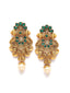 Gold-Toned & Green Contemporary Drop Earrings