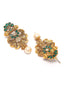 Gold-Toned & Green Contemporary Drop Earrings