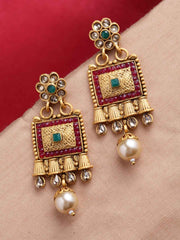 Gold Plated Square Drop Earrings