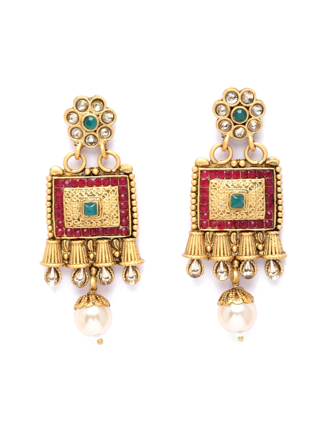 Gold Plated Square Drop Earrings