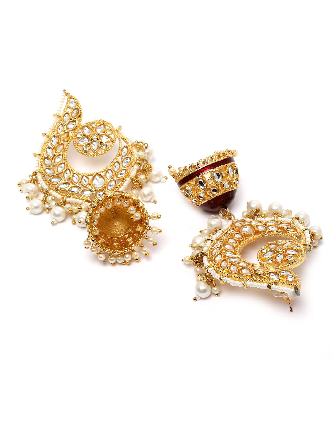 Gold-Toned Classic Kundan Jhumkas Earrings