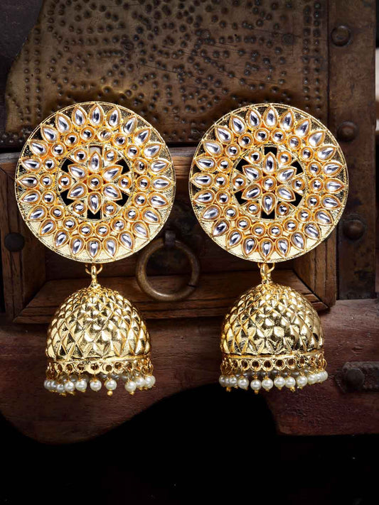 Gold-Plated Circular Jhumkas Earrings