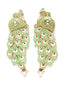 Green & Pink Gold-Plated Kundan Stone Peacock Shaped Drop Earrings