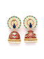 Gold-Plated Red & Blue Peacock Shaped Jhumkas Earrings