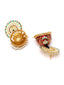 Gold-Plated Red & Blue Peacock Shaped Jhumkas Earrings