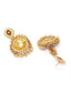 Gold-Plated Green & Maroon Evil Eye Pearl Jhumka Earrings