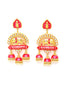 Pink & White Gold-Plated Animal Shaped Kundan Drop Earrings