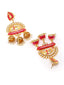 Pink & White Gold-Plated Animal Shaped Kundan Drop Earrings