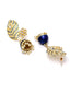 Blue & Gold-Plated Kundan Stone Leaf Shaped Jhumkas Earrings