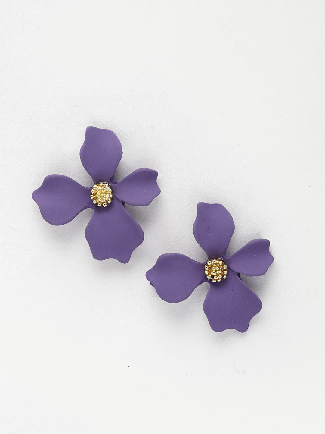 Violet Floral Shaped Drop Earrings