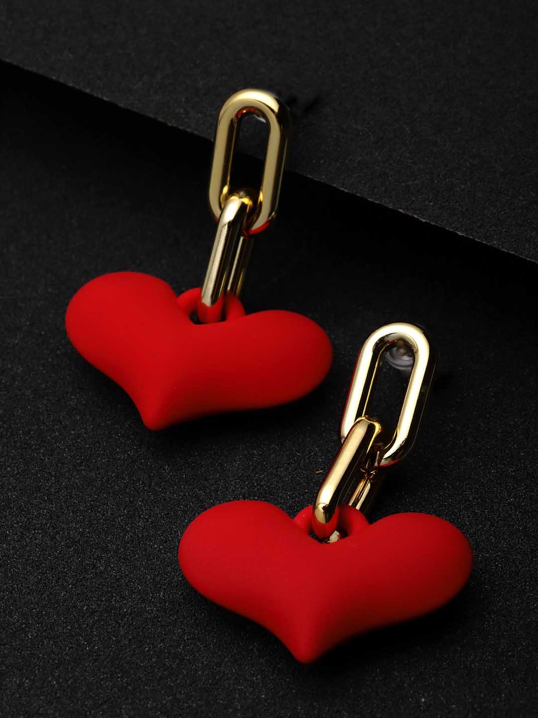 Gold-Plating Heart Shaped Drop Earrings