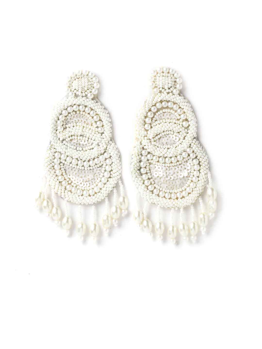 White Contemporary Drop Earrings