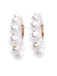 Gold-Toned & White Pearl Beaded Circular Hoop Earrings