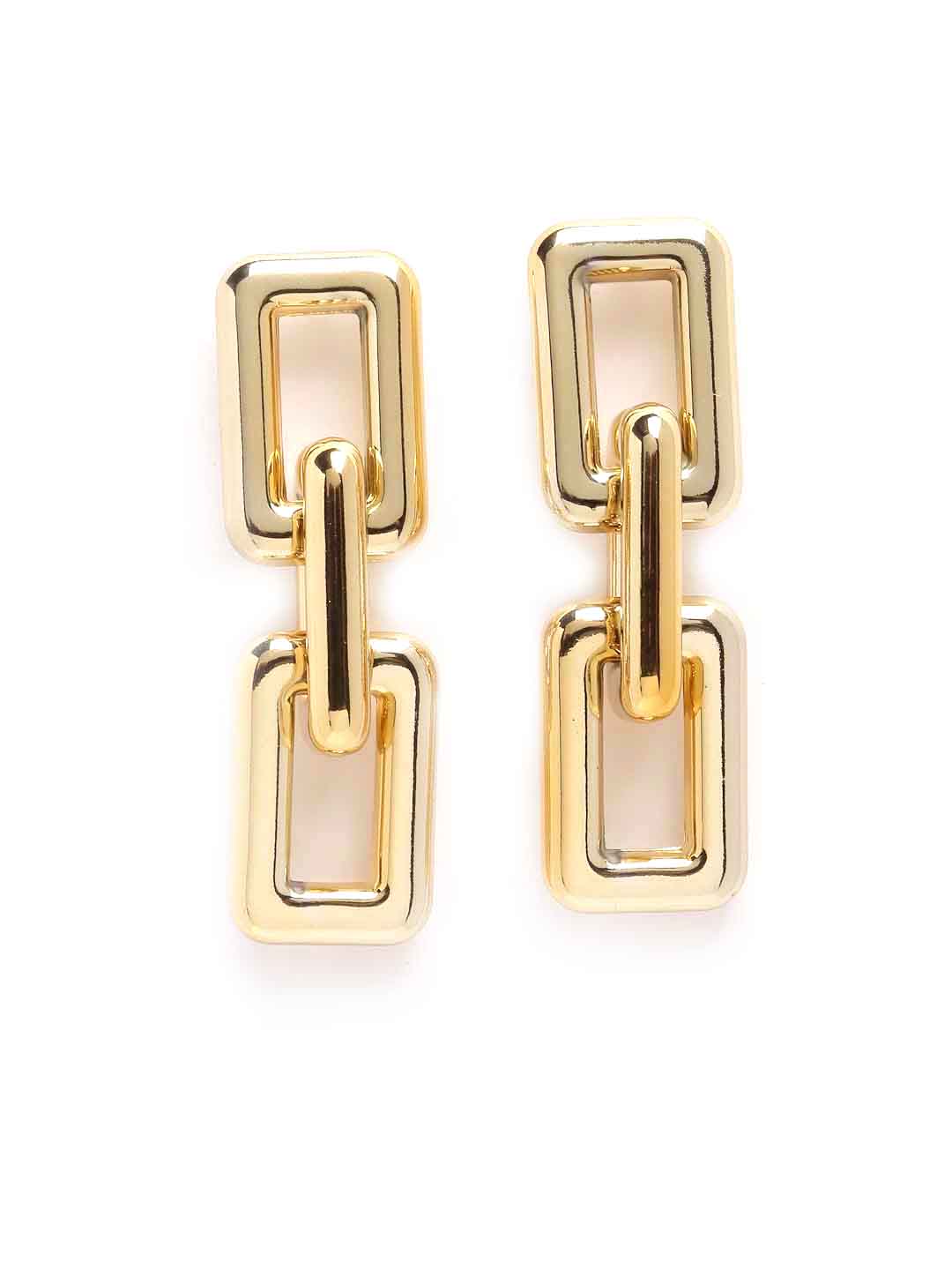 Gold-Toned Square Drop Earrings