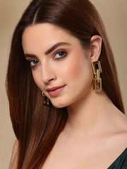 Gold-Toned Square Drop Earrings