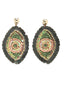 Green Embellished Evil Eye Drop Earrings