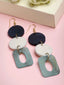 Sea Green & White Circular Drop Earrings